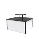 Podium bookcase - 130x130x70cm - 4x LED wall with fabric graphics Sam ST, countertop, Modular Cube extension