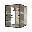 Modular Room Box, 200x200x250cm, rama MRB, podłoga systemowa, 2x ściana z regałem, ściana Panel Lamel, sufit Panel Lamel, 2x lampa okrągła