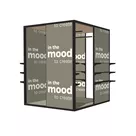 Modular Room Box, 200x200x250cm, rama MRB, podłoga systemowa, 4x ściana z regałem, sufit Panel Lamel, 2x lampa prosta