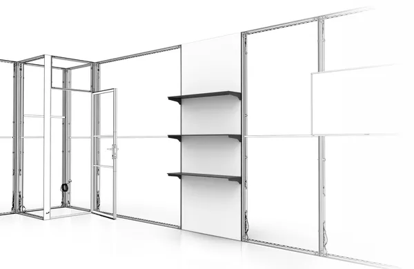 Modularico M100 LED wall - FARO shelving - 100x250cm - frame with backlight, single-sided graphics on ST, side fastening strips