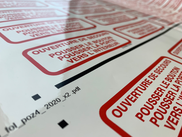 Polymer adhesive foil with channel adhesive, white flash, Oracal 3551 - UV printing, cutting into the format