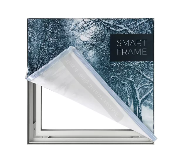 Smart Frame S50D-Rahmen - 70x100cm, Silbern, Textilgrafik auf beiden Seiten