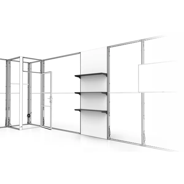 Wall Modularico M100 - FARO shelving - 100x250cm - frame, single-sided graphics on ST, side fastening strips