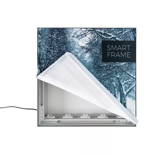 Smart Frame S100 LED-Rahmen - 150x200cm, Silbern, Edge-LED, Textilgrafik auf beiden Seiten