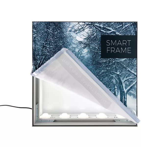 Rama Smart Frame S100 LED - 150x250cm, srebrna, LED krawędziowy, grafika tekstylna z obu stron