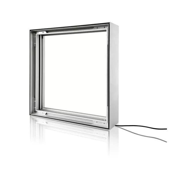 Smart Frame S100 LED-Rahmen - 100x100cm, Silbern, Edge-LED, Textilgrafik auf beiden Seiten