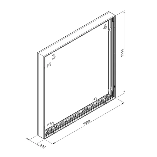 100x100cm - ścienna rama S100 LED, profil biały