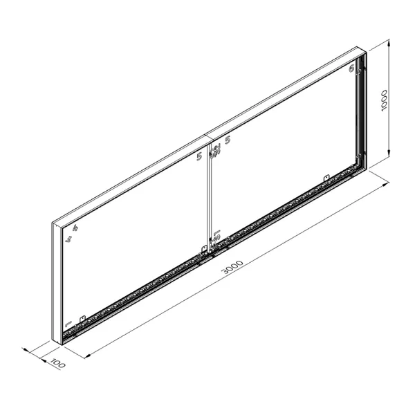 300x100cm - ścienna rama S100 LED, profil kolor RAL, tkanina z grafiką 1 strona