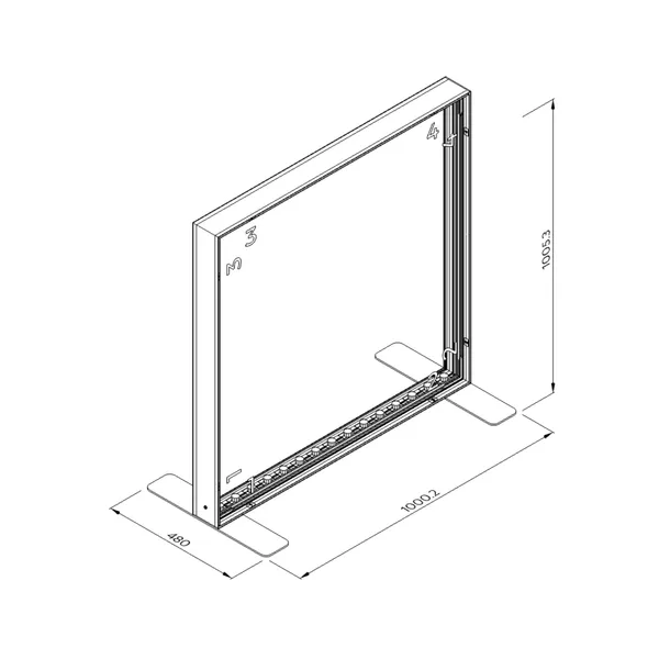 100x100cm - stojąca rama S100 LED, profil kolor RAL, stopy