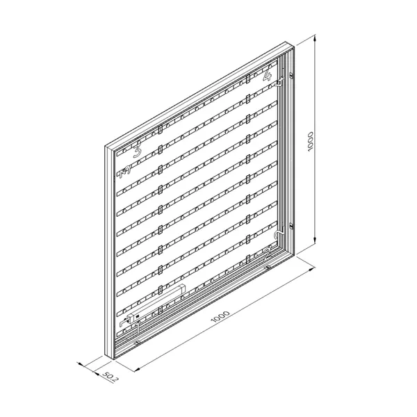 100x100cm - cadre mural S50T LED, profil argenté