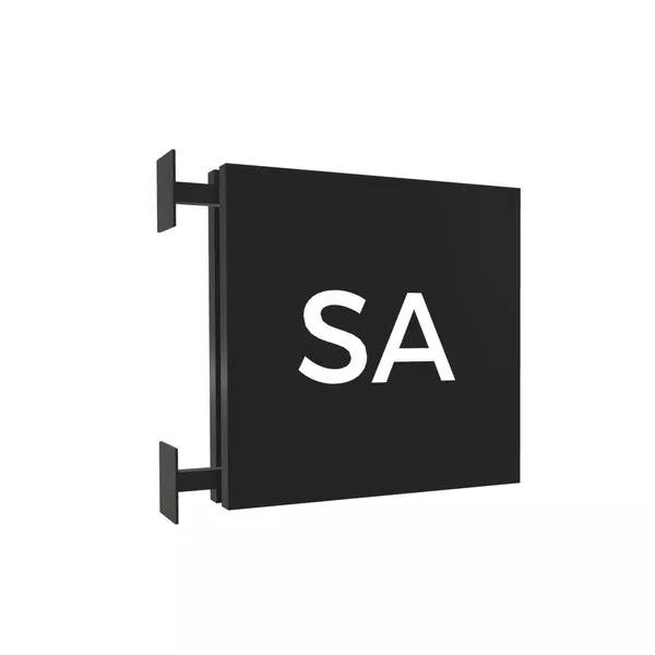 70x70 cm - Sémaphore K2 LED en Dibond, pied standard - plaque noire, graphique plat