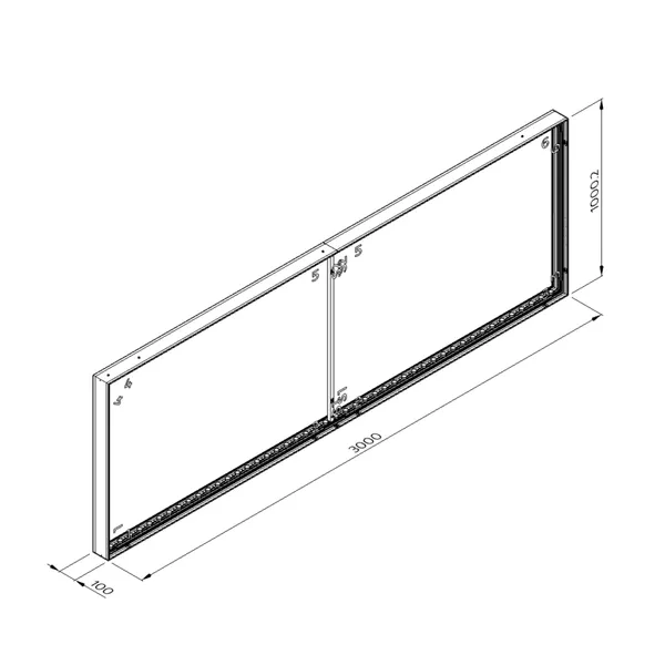 300x100cm - cadre suspendu sur câbles S100 LED, couleur RAL, tissu avec graphique des deux côtés