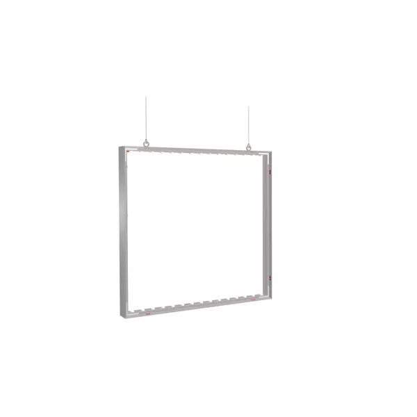 100x100cm - podwieszana na linkach rama S100 LED, profil srebrny, tkanina z grafiką 2 strony