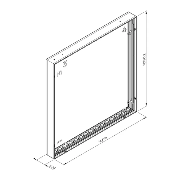 100x100cm - podwieszana na linkach rama S100 LED, profil biały