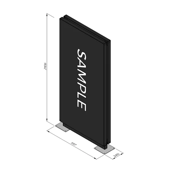100x200 cm - Pylon K2 LED z Dibondu - czarny, grafika płaska