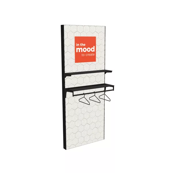 100x250cm - regał ścienny Faro S100D LED, półki i wieszak, profil czarny