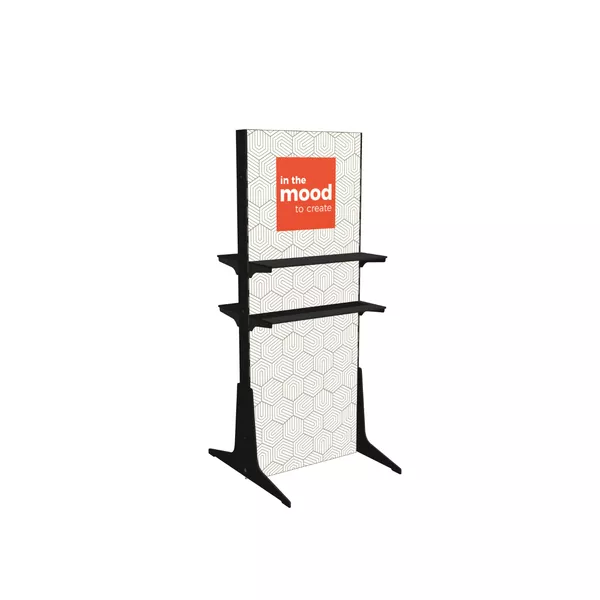 80x200cm - regał wolnostojący Faro S100D LED, półki z obu stron, profil czarny