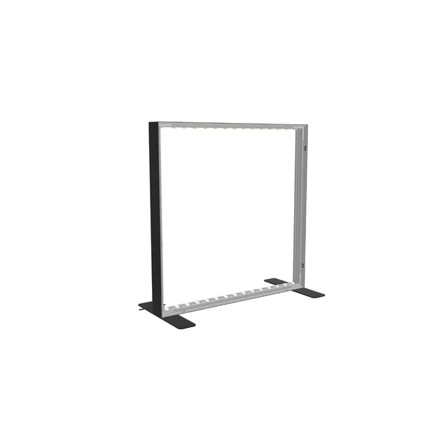 Stehender Rahmen S100D LED 100x100 cm, Schwarzes Profil, Füße