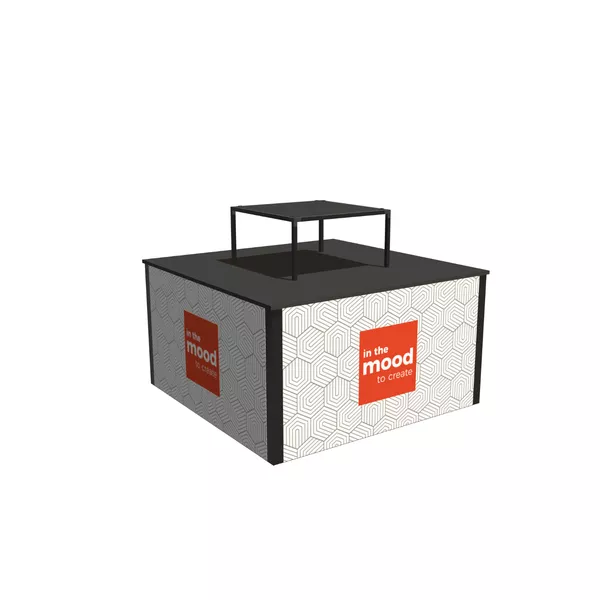 130x130x70cm - regał Podium, 4x Smart Frame S50T LED, nadstawka Modular Cube