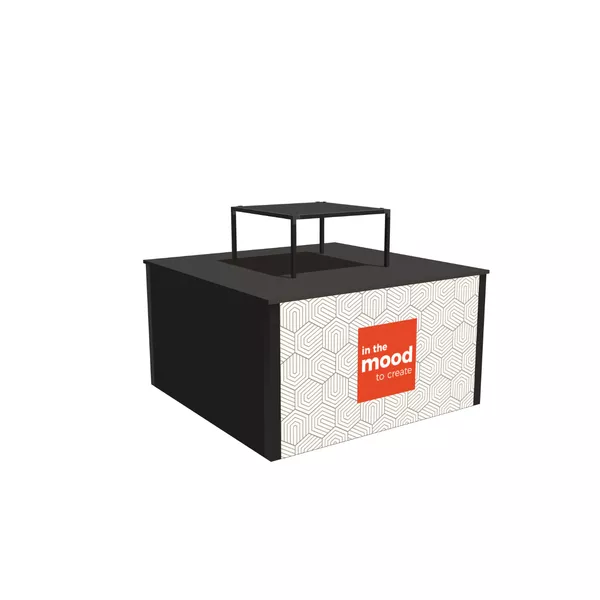 130x130x70cm - regał Podium, 2x Smart Frame S50T LED,2x panel, nadstawka Modular Cube