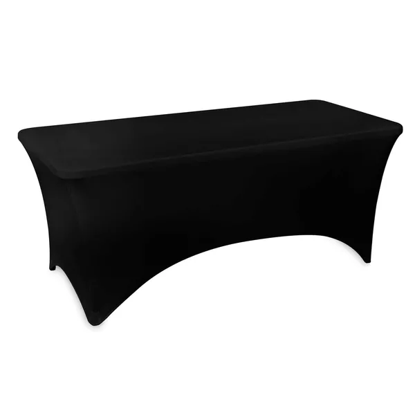 Obrus elastyczny czarny na stolik eventowy prostokątny 180x75cm
