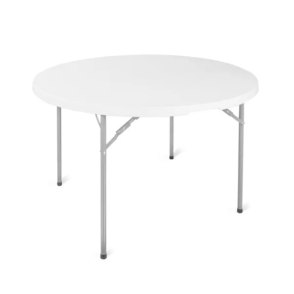 Stół eventowy okrągły 122cm, obrus elastyczny biały