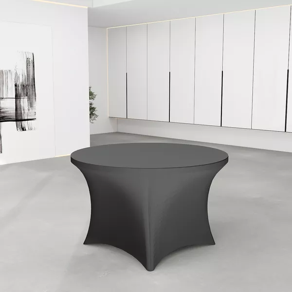 Round event table 122cm, black stretch cover