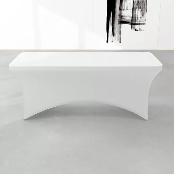 Stolik eventowy prostokątny 180x75cm, obrus elastyczny biały