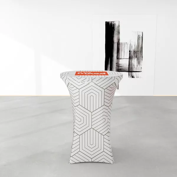 Cocktailtisch 80cm, Husse mit Grafik auf Super Stretch Stoff