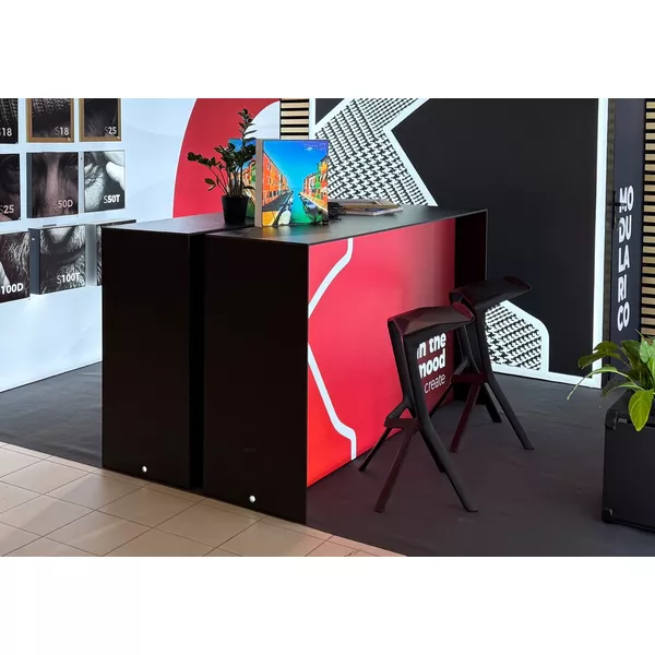200x110cm - lada wysoka dwustronna Modularico M150, czarna, grafika na tkaninie