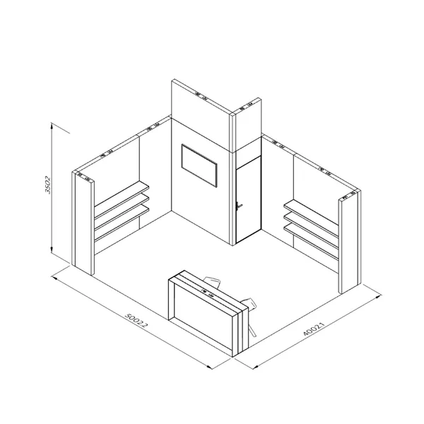 5x4m - stoisko Modularico M100 LED układ L-02654M100