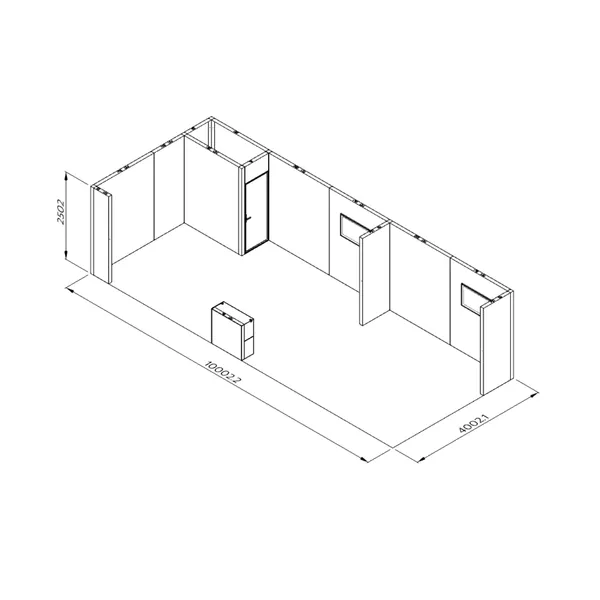 10x4m - stoisko Modularico M100 LED układ L-031104M100