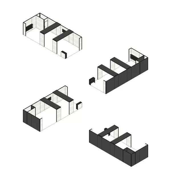 10x4m - stoisko Modularico M100 LED układ L-032104M100