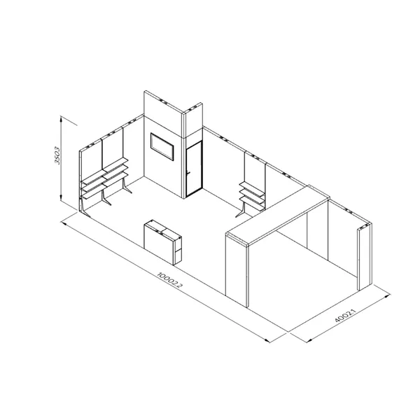 10x4m - stoisko Modularico M100 LED układ L-033104M100