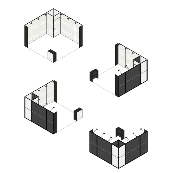 4x4m - stoisko Modularico M50 układ L-00244M50