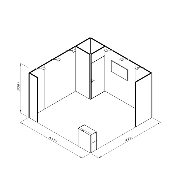 4x4m - stoisko Modularico M50 układ L-00444M50