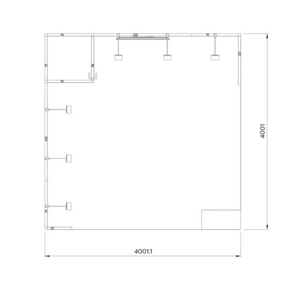 4x4m - stoisko Modularico M50 układ L-00444M50