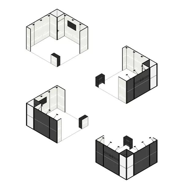 4x4m - stoisko Modularico M50 układ L-00444M50