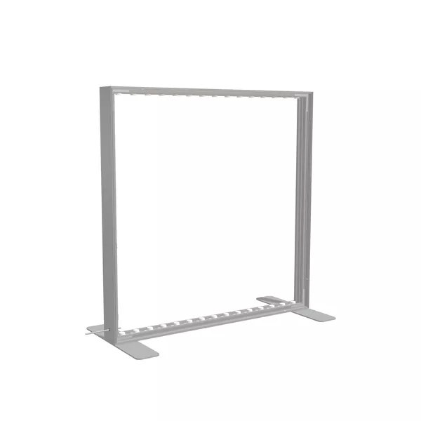 100x100cm - stojąca rama S100D podświetlenie krawędziowe LED standard, stopy standard, profil srebrny
