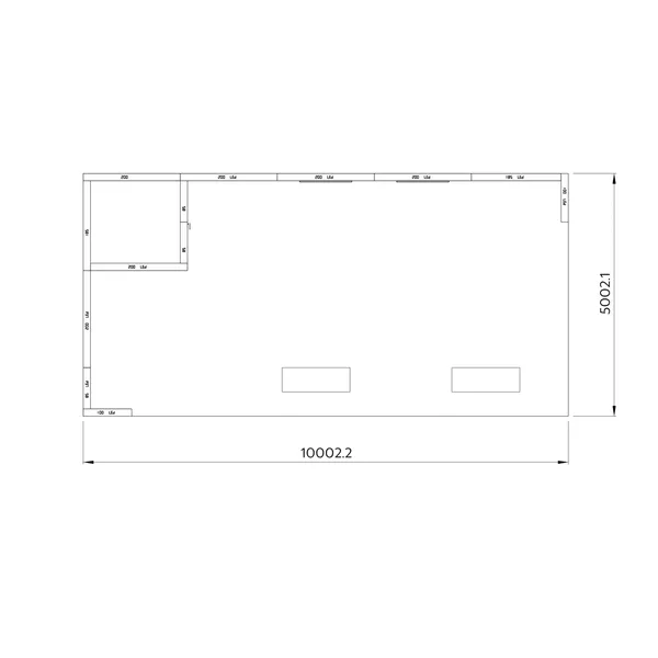 10x5m - stoisko Modularico M150 LED układ L-001105M150, zaplecze, lada, mocowania TV