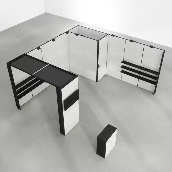 5x5m - stoisko Modularico M50 układ L-01355M50