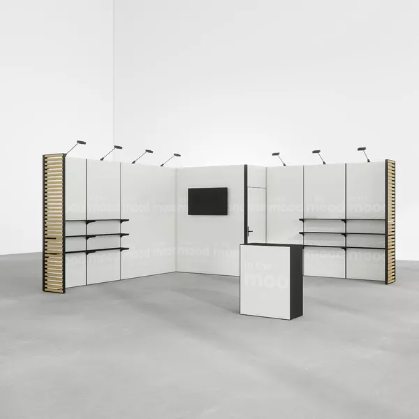 5x5m - stoisko Modularico M50 układ L-01255M50