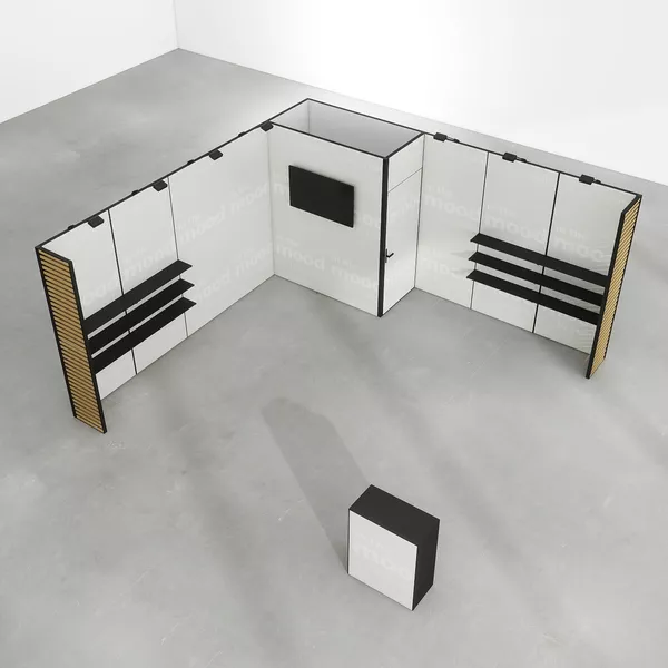 5x5m - stoisko Modularico M50 układ L-01255M50