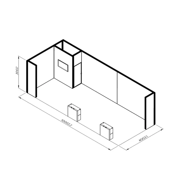 10x4m - stoisko Modularico M150 LED układ L-010104M150