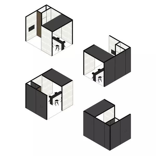 10x5m h 4m - stoisko Modularico M150 LED układ L-012545M150