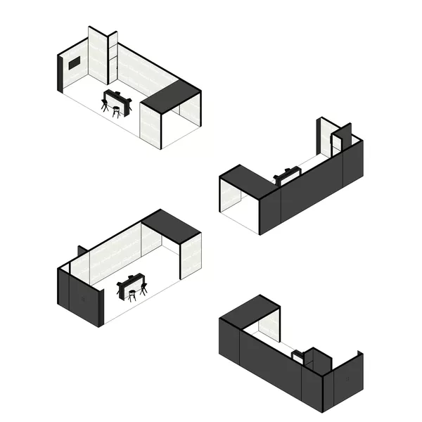 10x4m h4m - stoisko Modularico M150 LED układ L-013104M150