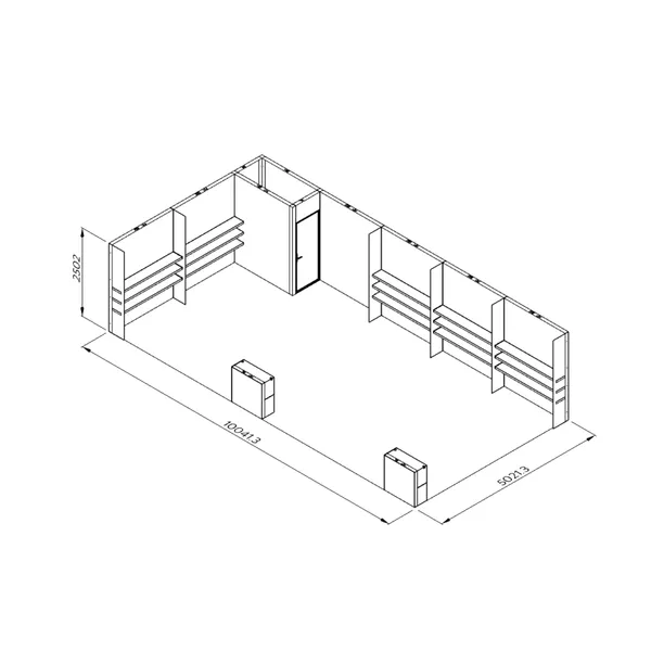 10x5m - stoisko Modularico M100 LED układ L-035105M100