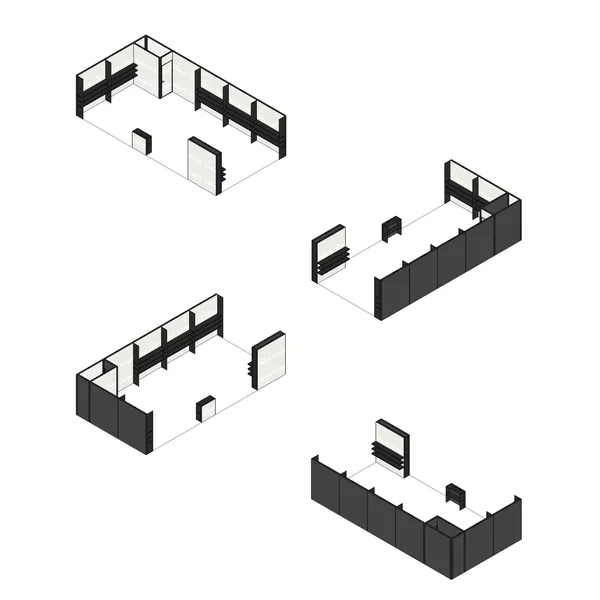 10x5m - stoisko Modularico M100 LED układ L-036105M100