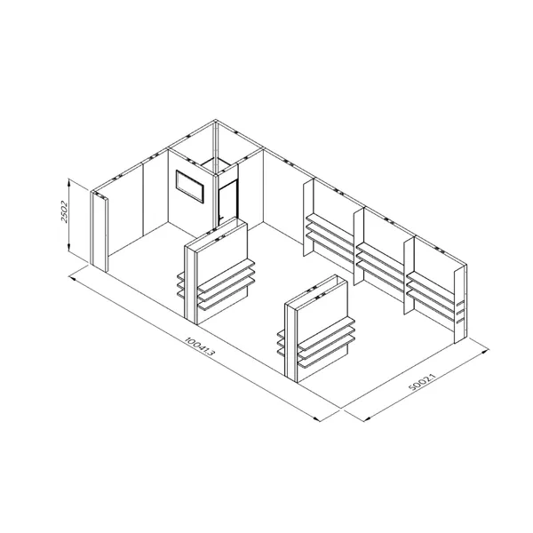 10x5m - stoisko Modularico M100 LED układ L-039105M100