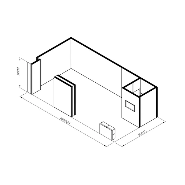 10x5m - stoisko Modularico M150 LED układ L-015105M150